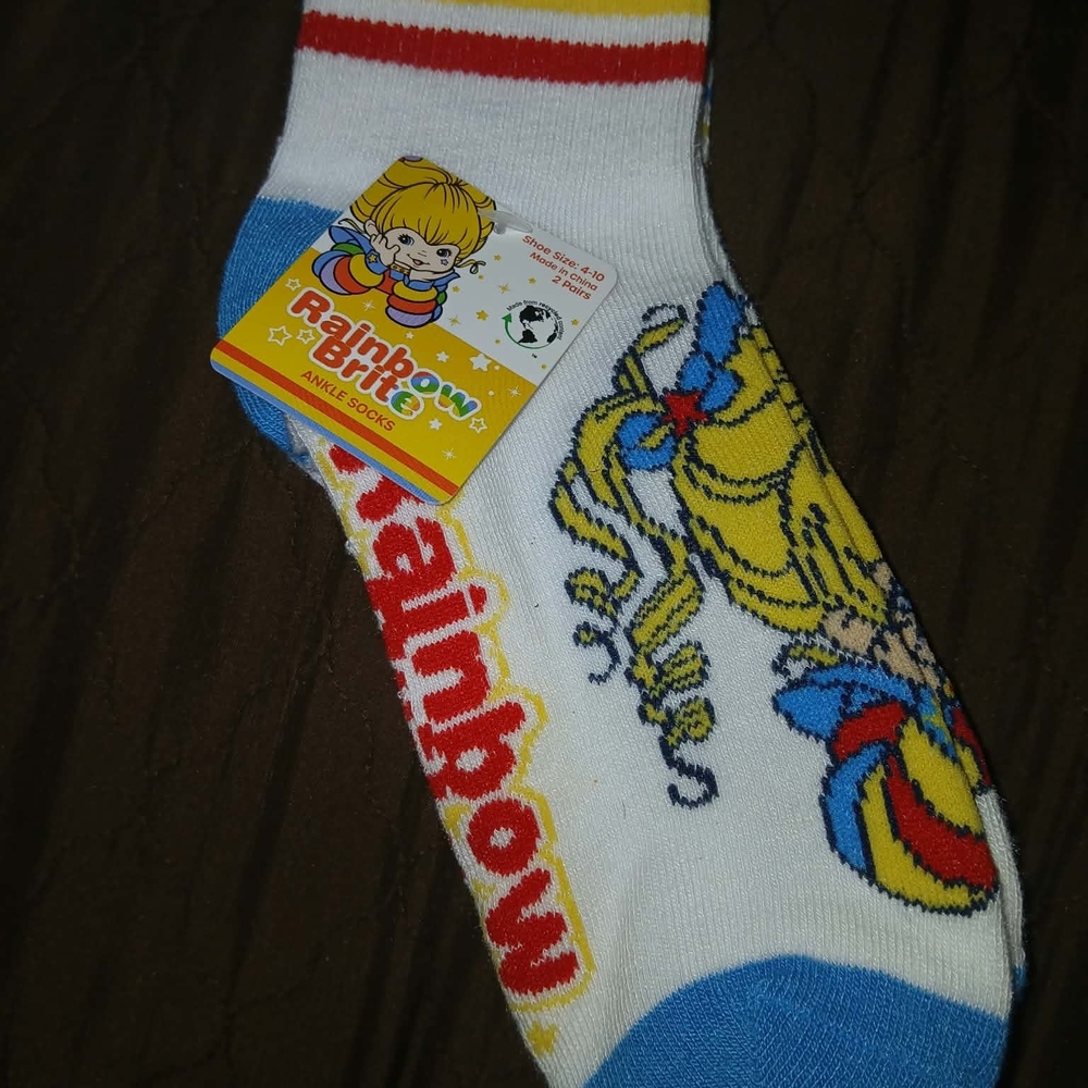 Rainbow Kids Ankle Socks - White, Blue, Yellow & Red